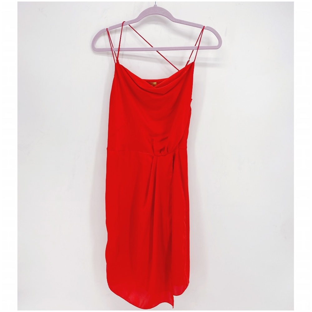 H&M Draped Satin Dress in Red